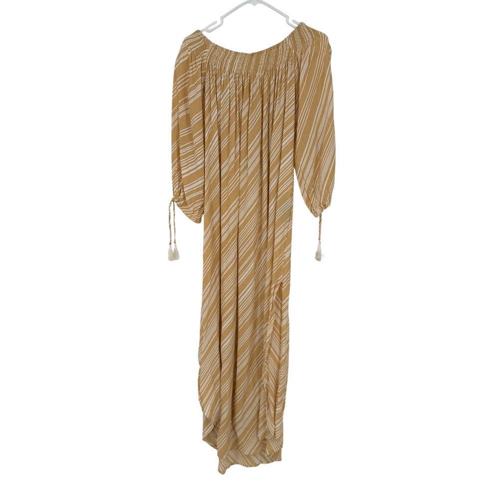 Faithfull The Brand Cecil Off-The-Shoulder Maxi Dress Size M Flowy Boho Tassels
